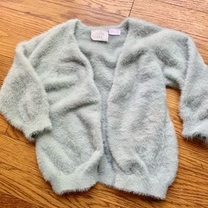 ZARA Pale Sage colored knit furry cardigan